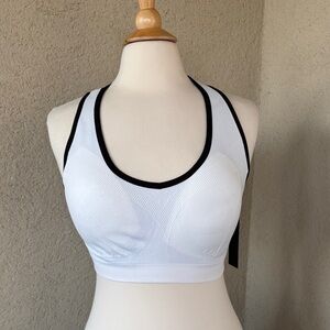 Bally Total Fitness Women's White and Black Sports Bra NWT